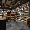 Wine Store Interior With Wooden Barrels Racks And Displayed Wine Bottles