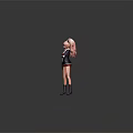 Game And Movie Character Featuring Pink Twin Tails Black Red Uniform Standing On Wooden Floor