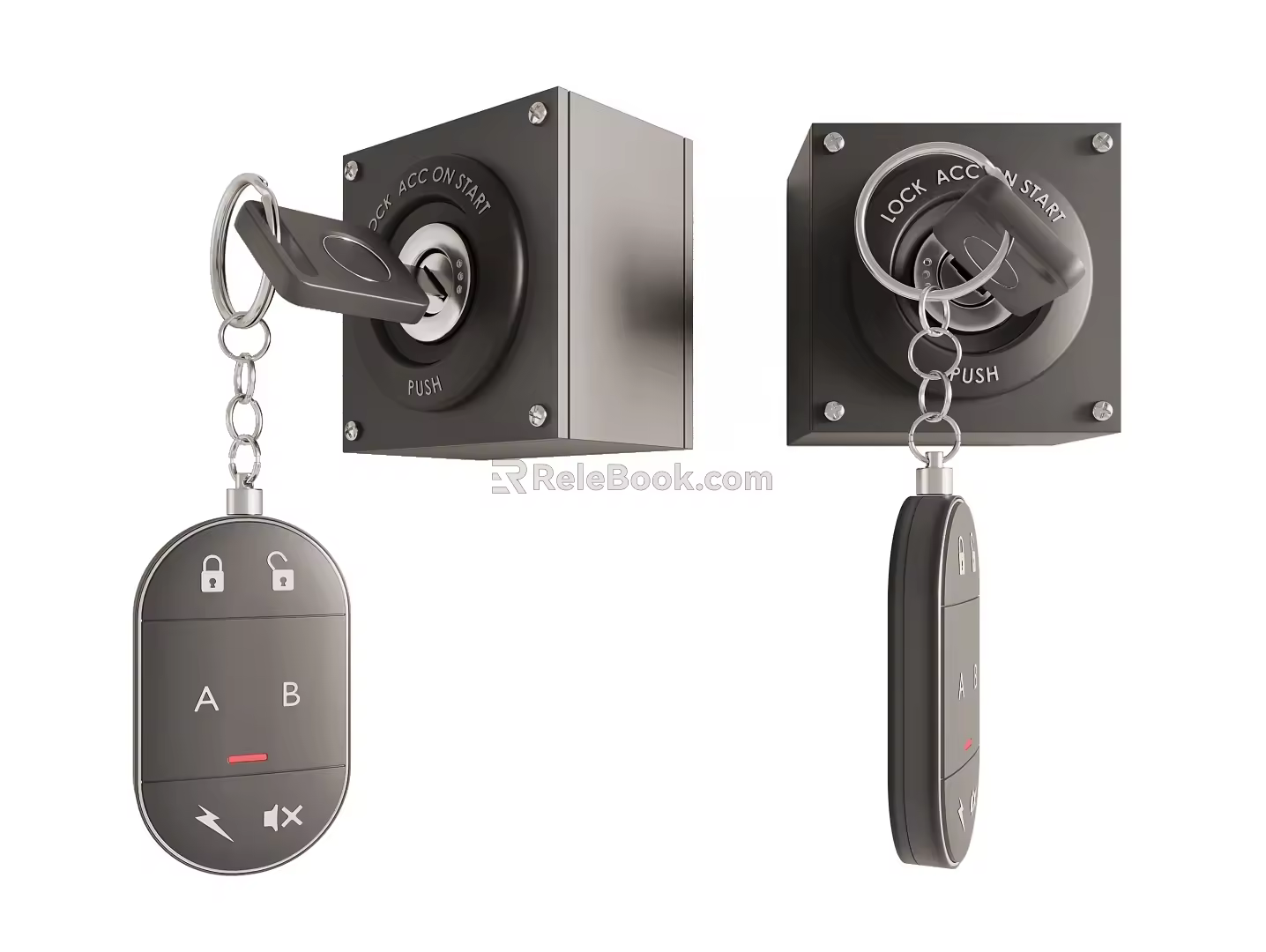 Key igniter car start ignition device car start switch auto parts remote control key 3d model