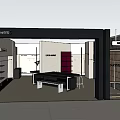 Minimalist Modern Clothing Store Interior With Open Display Metal Racks And Showcase