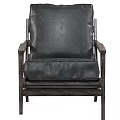Comfortable Black Leather Leisure Chair With Vintage Wood Frame And Modern Design