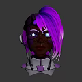 Futuristic Cyberpunk Character With Purple Pink Hair And Mechanical Headphones