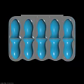 Five Blue Flexible Silicone Pieces In Transparent Plastic Storage Tray 3d model
