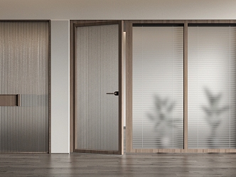 Changhong glass door office sliding door office glass door corridor glass cabinet double door frosted glass partition 3d model