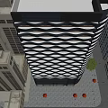 Modern High Rise Office Building Exterior With Unique Glass Curtain Wall Urban Design