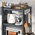 Kitchen Storage Rack With Oven Air Fryer Mixer And Utensils