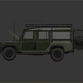 Vintage Green Off Road Vehicle With Open Hood And Roof Rack Design