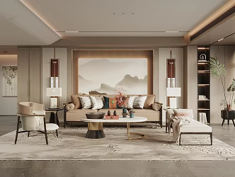 New Chinese Living Room 3d model