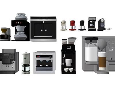 Essential Modern Kitchen Appliances Including Various Coffee Machines and Equipment 3d model