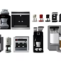 Essential Modern Kitchen Appliances Including Various Coffee Machines and Equipment