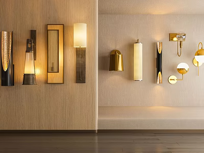 Modern Wall Lamps With Sleek Metal And Wooden Designs For Interior Decor 3d model