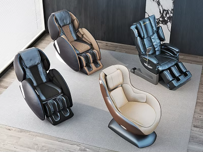 Stylish Massage Chairs In Black Brown And Beige For Comfortable Indoor Use 3d model