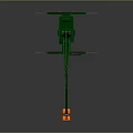 Green Industrial Crane With Extended Arm Orange Hook And Stable Base Structure 3d model