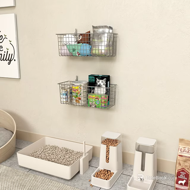 Wire Wall Mounted Storage Baskets Organizing Kitchen Pantry Items And Containers 3d model