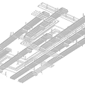 Industrial Metal Support Structure With Steel Frames Beams And Mechanical Pipes