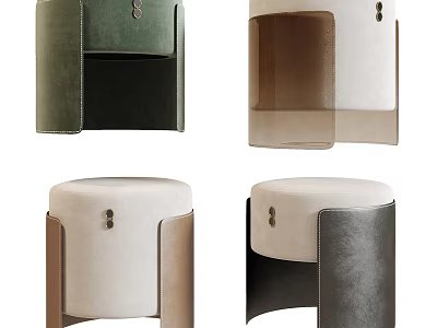 Modern Sofa Stools In Multiple Colors With Contemporary Design And Comfortable Seats 3d model