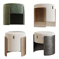 Modern Sofa Stools In Multiple Colors With Contemporary Design And Comfortable Seats 3d model