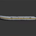 White Inflatable Boat With Yellow Trim And Wooden Support Seats Design