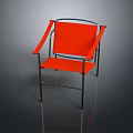 Orange Fabric Armchair With Metal Frame Seat And Backrest In Modern Style