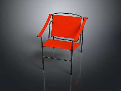 Orange Fabric Armchair With Metal Frame Seat And Backrest In Modern Style 3d model
