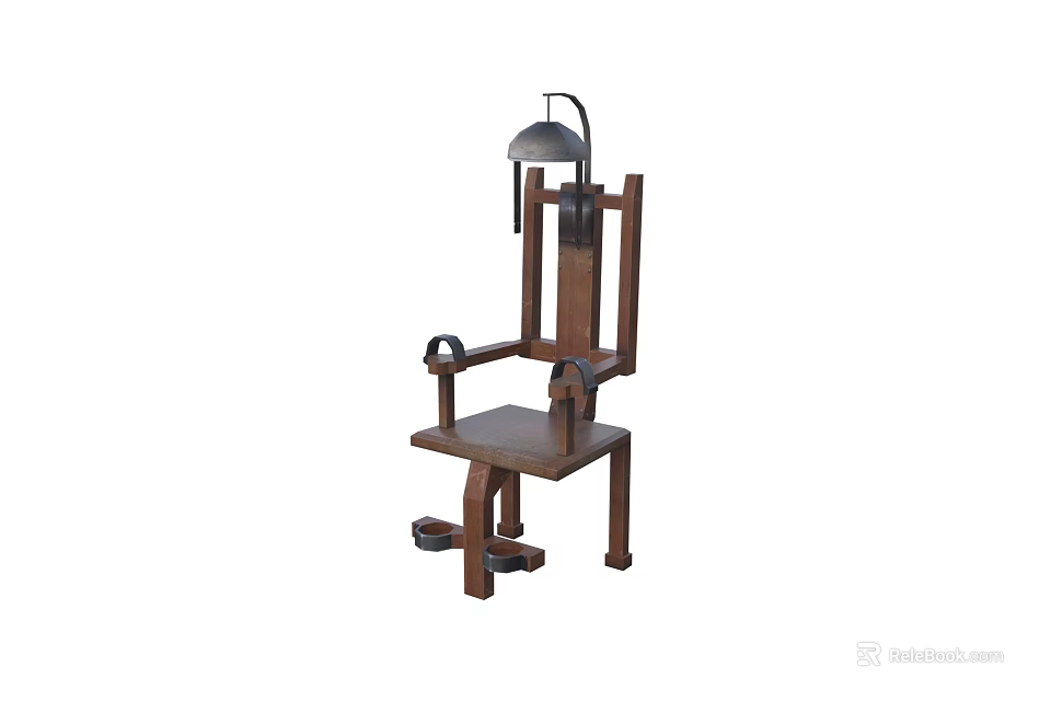Wooden Single Chair With Armrests And Metal Lamp For Vintage Interior Design 3d model 