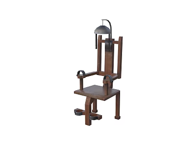Wooden Single Chair With Armrests And Metal Lamp For Vintage Interior Design 3d model