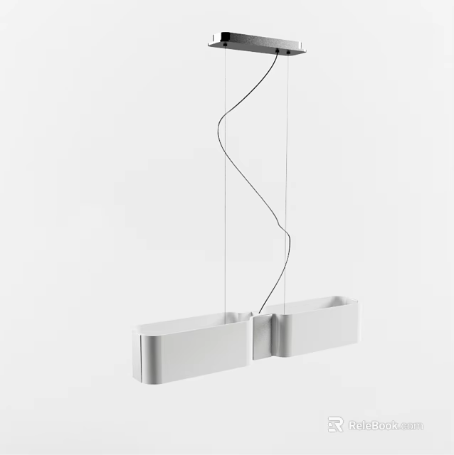 Modern Minimalist White Pendant Light With Spiral Hanging Cords And Rectangular Design 3d model