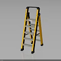 Yellow Folding Step Ladder With Black Handrail Four Steps And Non Slip Feet