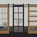 Various Design Barn Doors With Wooden Black Frames And Glass Panels