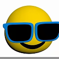 Kids Fun Yellow Smiling Emoji Face With Blue Sunglasses And Happy Expression