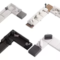 Modern Sectional Sofa Styles in White Black with Various Modular Configurations and Soft Cushions 3d model