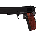 Black Pistol With Brown Textured Grip And Ergonomic Handle Design Features