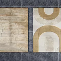 Modern Square Rugs In Neutral Tones Featuring Striped And Geometric Patterns 3d model