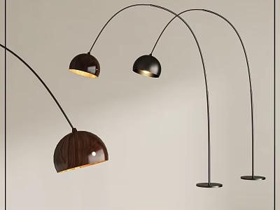 Stylish Arc Floor Lamps With Dome Shaped Shades And Curved Arms 3d model