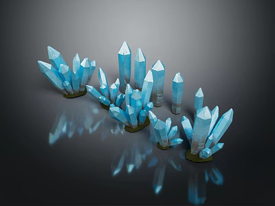 Blue Crystal Decorative Ornament Set with Various Sizes and Shapes for Home Decoration 3d model