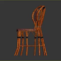 Two Orange Accent Chairs with Pink Plaid Woven Seat and Backrest