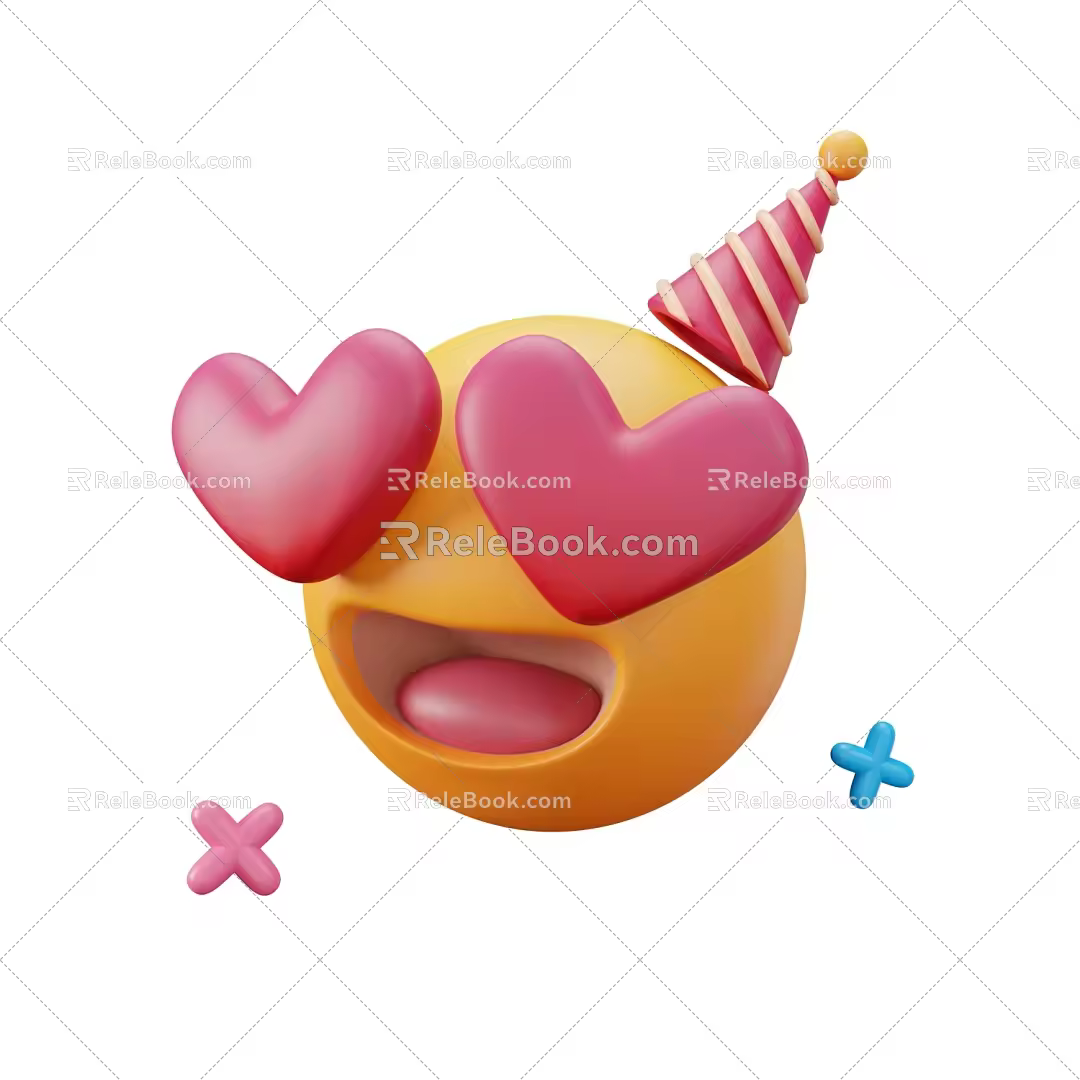 Modern cartoon small expression animation small expression love 3d model