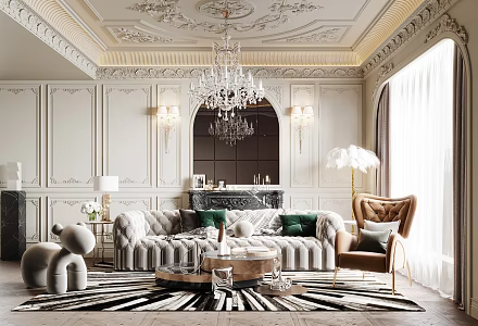 French Living Room Home Living Room 3d model