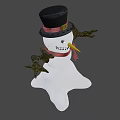 Game Movie Character Snowman With Black Top Hat Red Scarf And Glowing Eyes