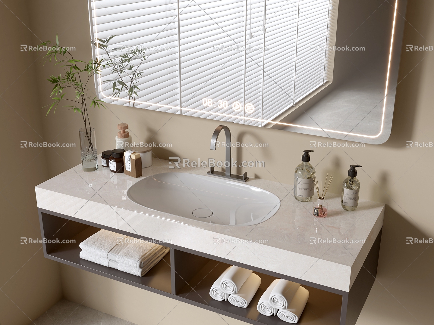 Modern Bathroom Cabinet Bathroom Counter Basin Bathroom Decoration Mirror Cabinet Sink 3d model