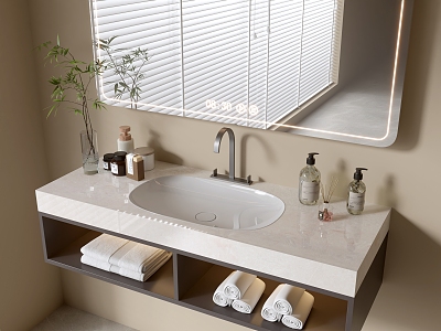 Modern Bathroom Cabinet Bathroom Counter Basin Bathroom Decoration Mirror Cabinet Sink 3d model