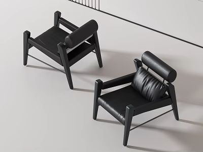 Modern Black Leather Leisure Chairs With Simple Armrests And Backrest Design 3d model