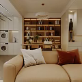 Modern Living And Dining Room Open Concept With Beige Sofa Round Coffee Table Pendant Lights