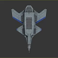 Streamlined Blue And Gray Spaceship With Solar Panels Sharp Nose And Wings