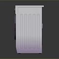 White Front Load Washing Machine with Blue Door Purple Trim and Digital Control Panel