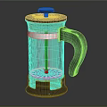 Transparent Glass French Press Coffee Maker With Black Handle Lid And Metal Plunger For Brewing
