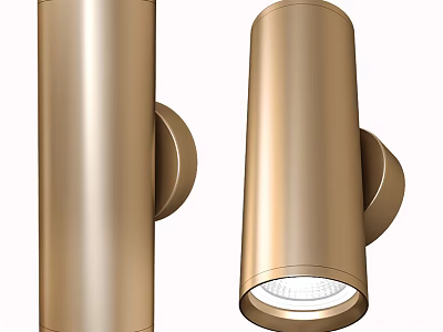 Modern Cylindrical Brass Wall Sconces with Illuminated Design and Wall Mounted Fixture 3d model