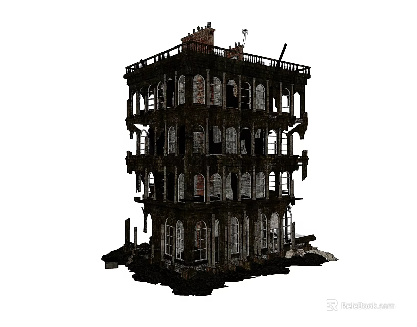 Multi Story Building Structural Frame With Arched Windows And Balconies Design 3d model 