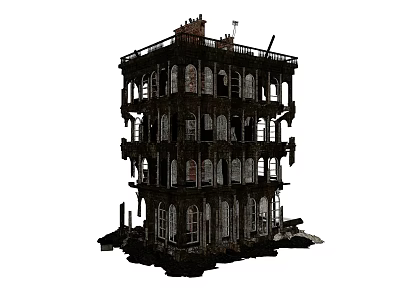 Multi Story Building Structural Frame With Arched Windows And Balconies Design 3d model