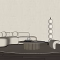 Quiet sofa tea table combination 3d model